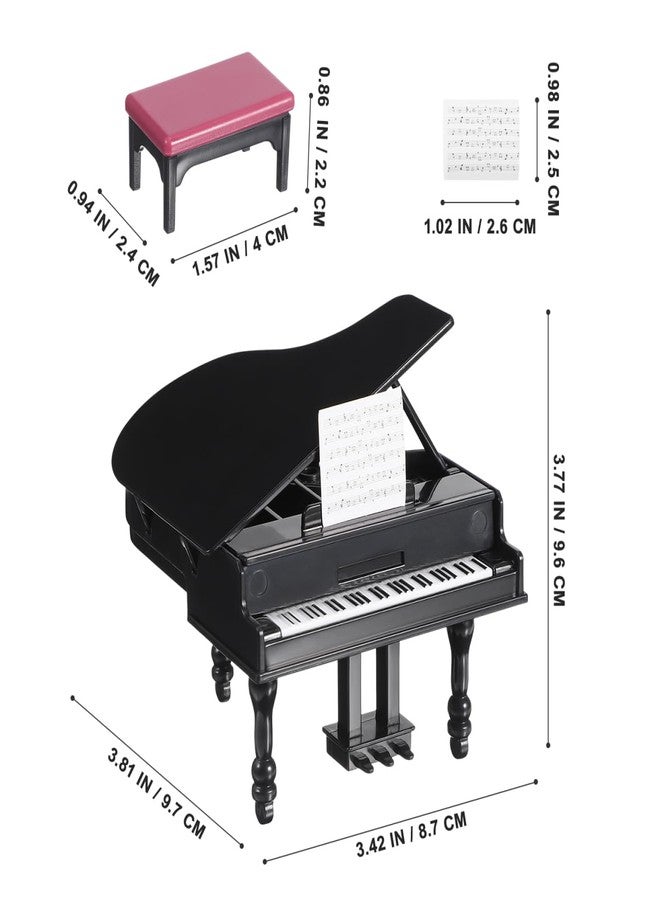 ياردوي بيانو ياردوي المصغر لتزيين بيت الدمى، بيانو صغير مزخرف بغطاء قابل للفتح، إكسسوارات منزلية مصغرة، لمسة مميزة لغرفة الموسيقى - Image 3